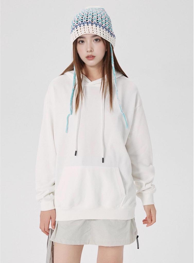 Unisex Drop Shoulder Solid Color Hoodie Pullover - Spring & Autumn Long Sleeve Sweatshirt