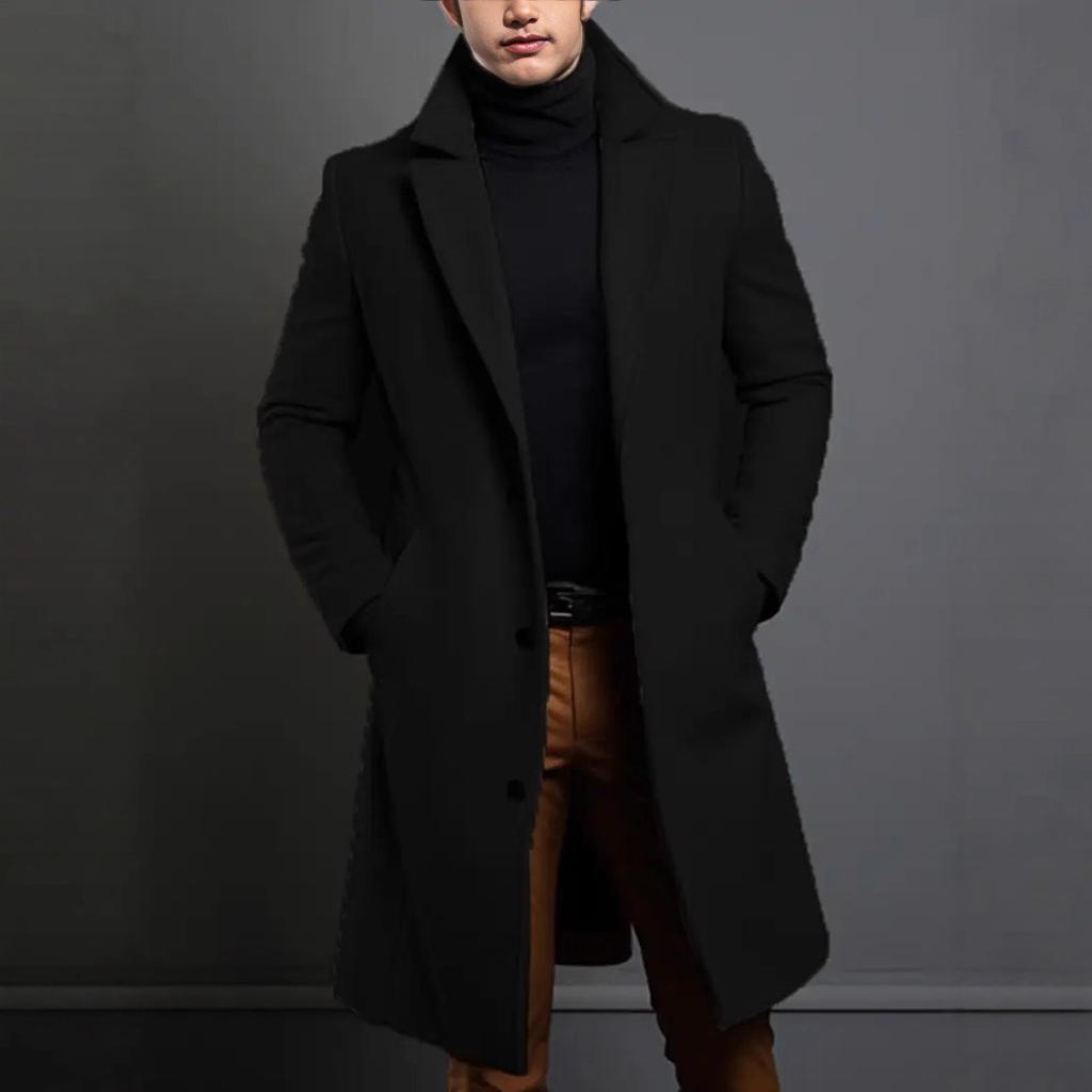 New fashionable autumn and winter men's woolen coats slim long casual and versatile coats