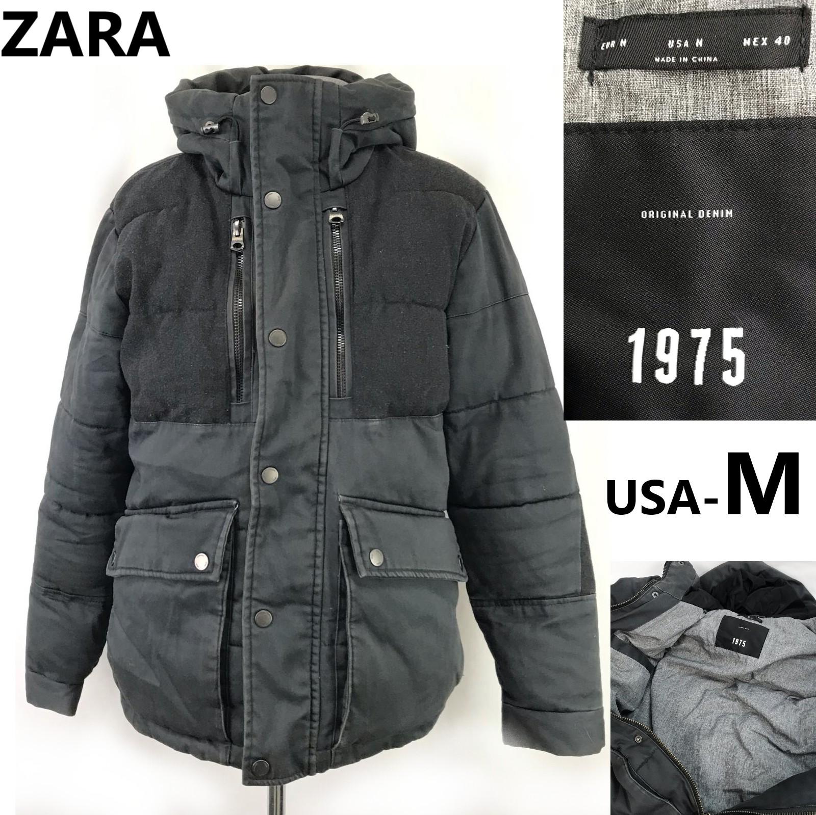 

Zara 1975 Стеганая зимняя куртка США M / JP L Черный Серый(ИСПОЛЬЗОВАЛ)