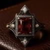 European and American new fashionable retro red zircon inlaid personalized versatile men's and women's rings
