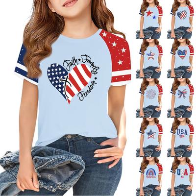 Tops For Youth Kids Boy And Girls 2-10 Years Round Neck Short Sleeve Trendy Tops