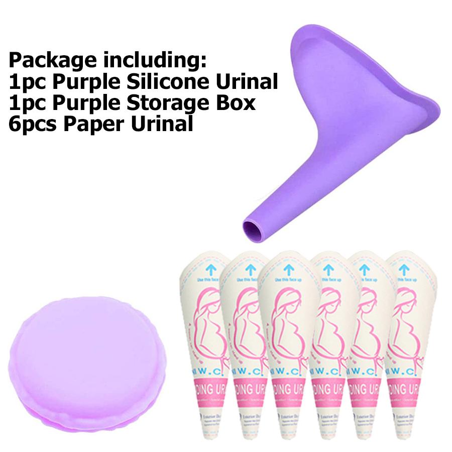 2 Colors Female Portable Silicone Urinal  Suitable for Pregnant Women Stand Up Pee Tools for Outdoor Traveler with Storage Box