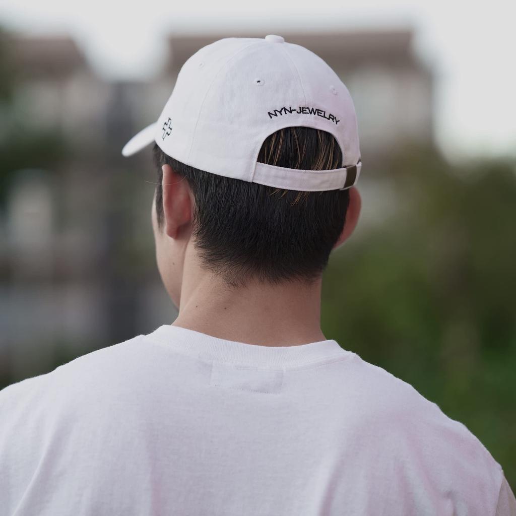 NYNJ CAP Cap Hat Free Size Cotton Embroidered Brand Logo White [NYN-JEWELRY] Men's 100% (WHT)