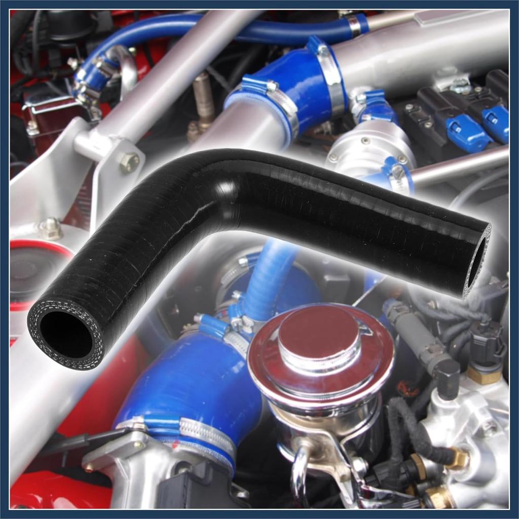 1 Set 19mm 0.75" ID 90 Degree Elbow Engine Silicone Hose Black Stylish Design
