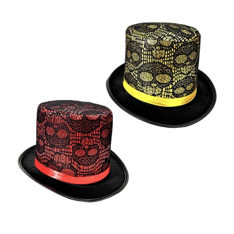 Elegant Magicians Hat Top Hat With Skull for Unisex Fashion Accessory Stylish Lady Panama Hat Detail