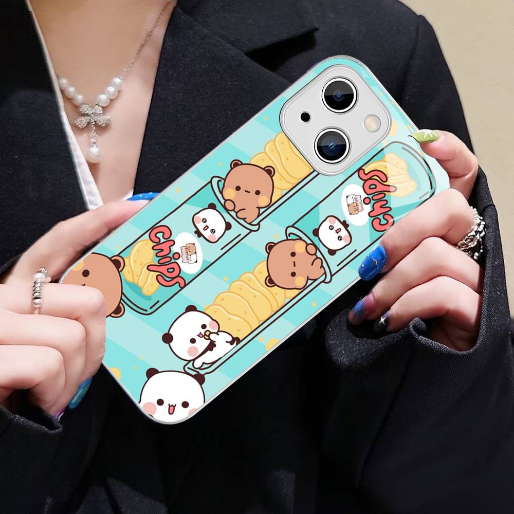 Character Bubu And Dudu For IPhone 14 13 12 Mini 11 Pro XS Max X XR 14 Plus Tempered Glass Cover