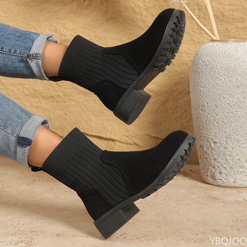 Autumn Winter New Coarse Heel Short Boots for Women Retro Anti Slip Wear Resistant Simple Comfortable Women's Shoes