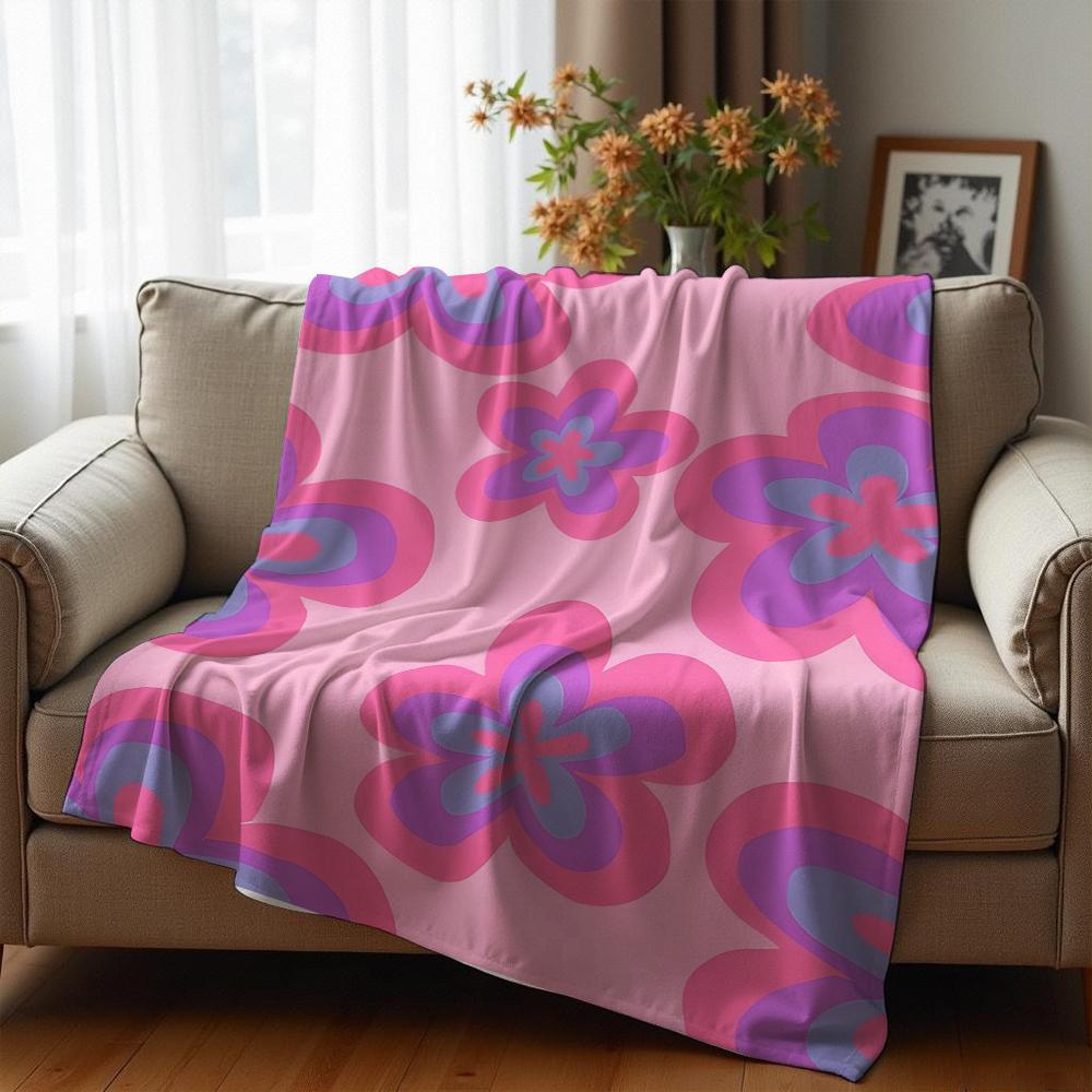 Multi Color Cutout Flower Anime Cartoon Flannel Blanket Soft Warm Throw for Bedroom Sofa Car Kids Holiday Gift
