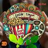 Vintage Cinema Popcorn 2D Printed Circular Metal Tin Sign Retro Wall Art for Garage Cafe Bar Living Room Home Decor