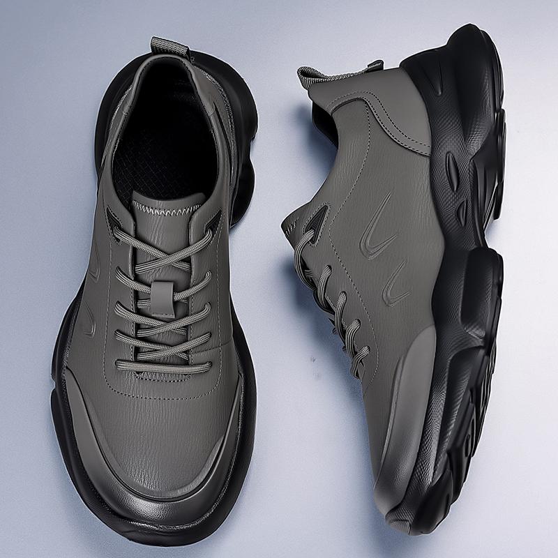 Fashion Non-Slip Men's Casual Leather Shoes Lightweight Sport Shoes Comfortable Round Toe Sneakers Outdoor Sports Footwear Male Trainers