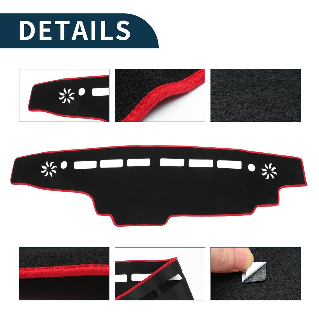 TUCKBOLD Compatible with Suzuki Every Dashboard Foldable Center Console Dashboard Black and Red with 1 Set DA17V/DA17W Mat, Cover, Stickers,