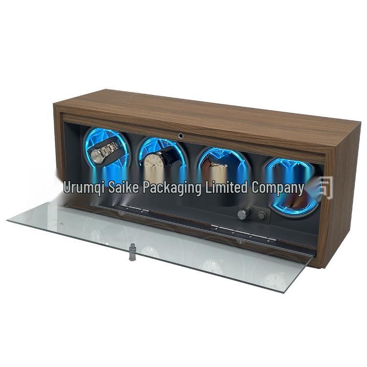 Black Walnut 4-Watch Automatic Watch Winder with Color Box
