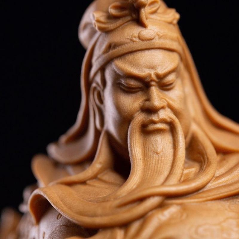 Chińska Klasyczna Rzeźbiona Statua z Litego Drewna Guan Gong i Antyczna Figurka Dekoracja do Salonu i Biura