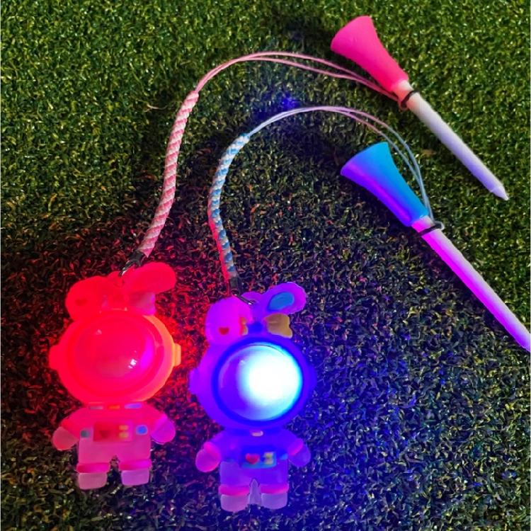 Durability Silicones Golf Ball Marker Tees Golf Tees Flashing Light Cartoon Golf Tees for Secure Outdoor Game