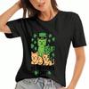 St Patrick Day Beer Mug Ladies Cotton T Shirt, Pure Cotton Highquality Printing, Durable, Casual And Fashionable, Featuring Green Clovers, Beer Bottle