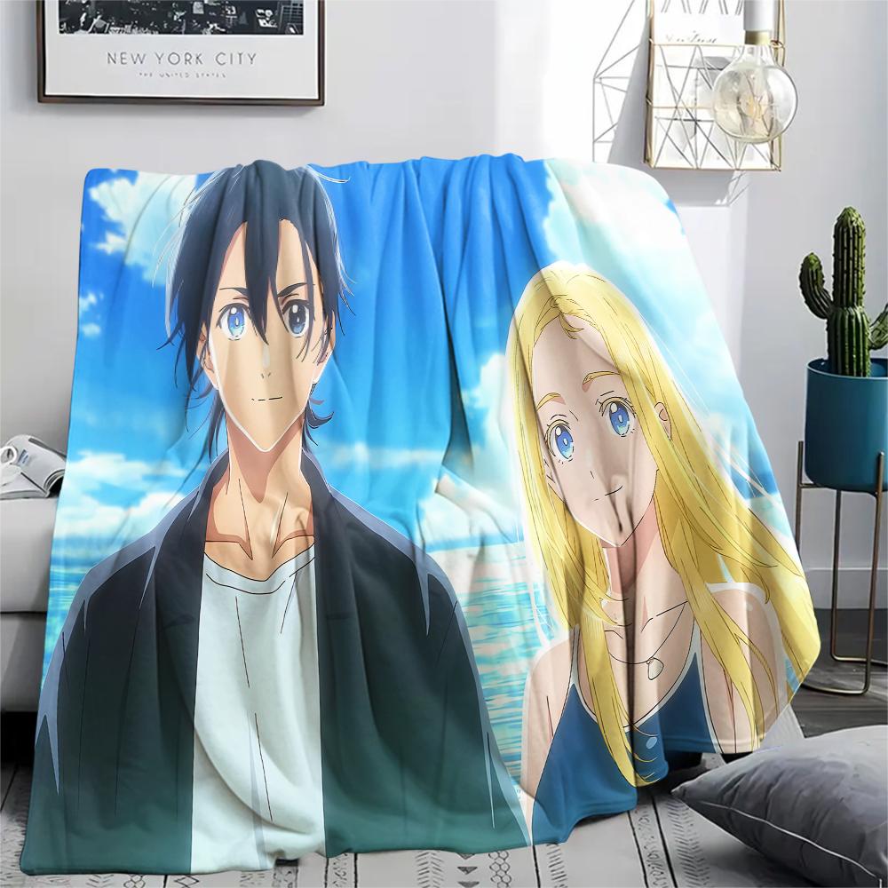 1PC Summer time Rendering Print Flannel Blanket, High quality All Seasons, Home Decor, Warmth and Comfort, Perfect for Christmas Gifts