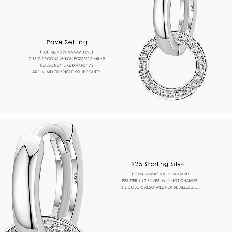 MODIAN Cercei cu picătură cerc de culoare aur trandafir Cercei cu picătură clasici din argint 925, rotund, transparent, CZ, pentru femei, bijuterii de nuntă