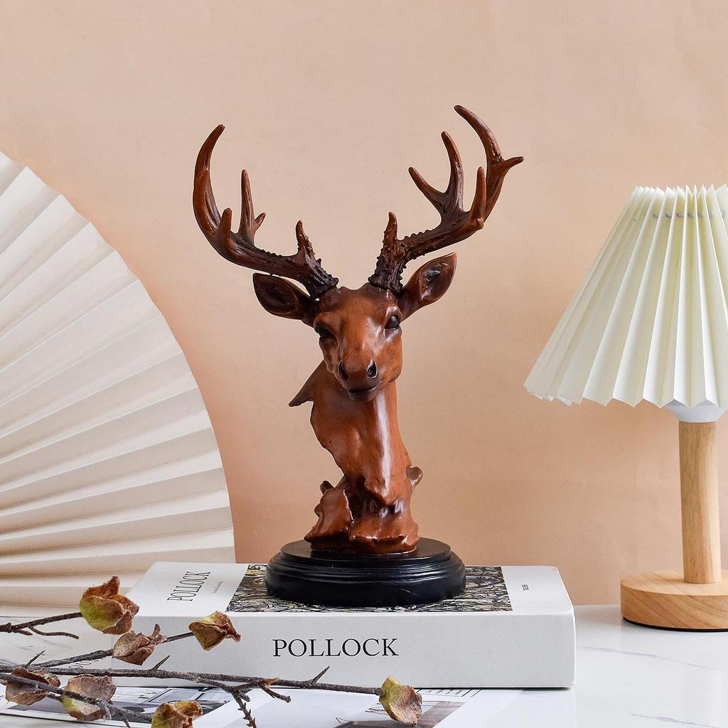 Luxurious Deer Ornament - Decorative Resin Craft for Office, Living Room, or TV Cabinet.