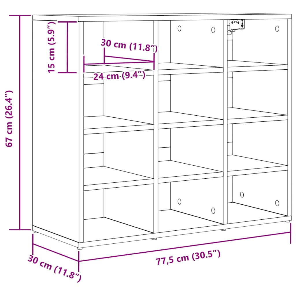 Shoe Cabinet in Sonoma Oak 77.5 x 30 x 67 cm Particleboard