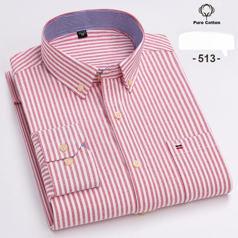 Large size 7XL100%cotton shirts for men Oxford plain Shirt quality oversized Long sleeve slim fit tops striped plaid clothing 38