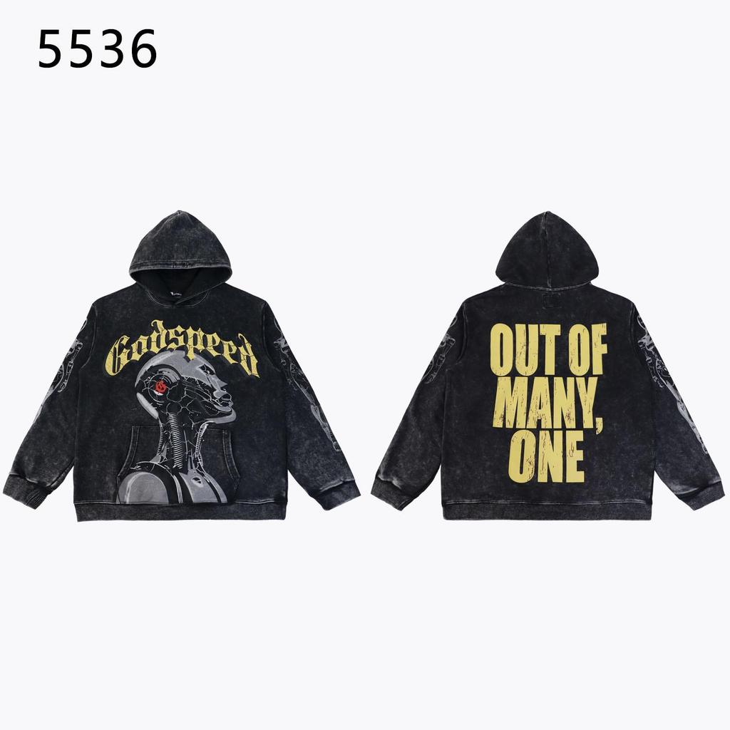 American Trendy GD Rock Retro Distressed Hoodie - Autumn/Winter Fashion