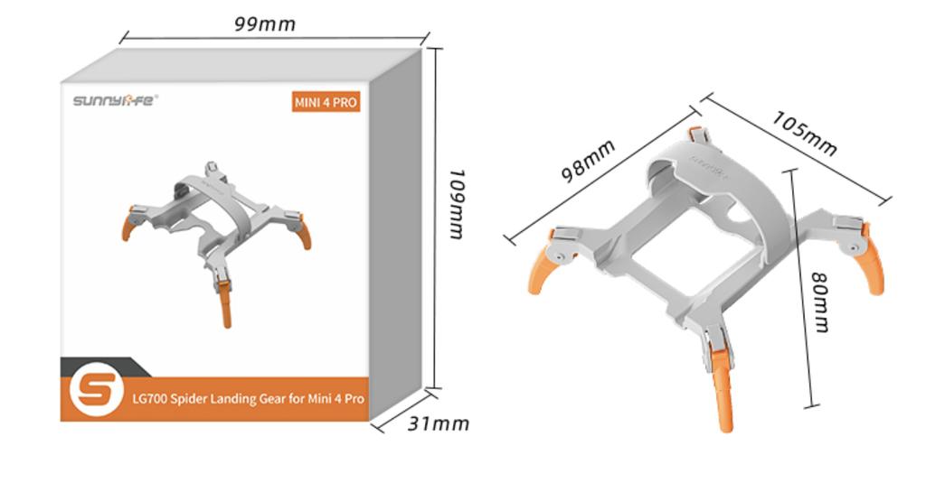 DJI Mini 4 Pro Foldable Landing Leg Sled - Orange