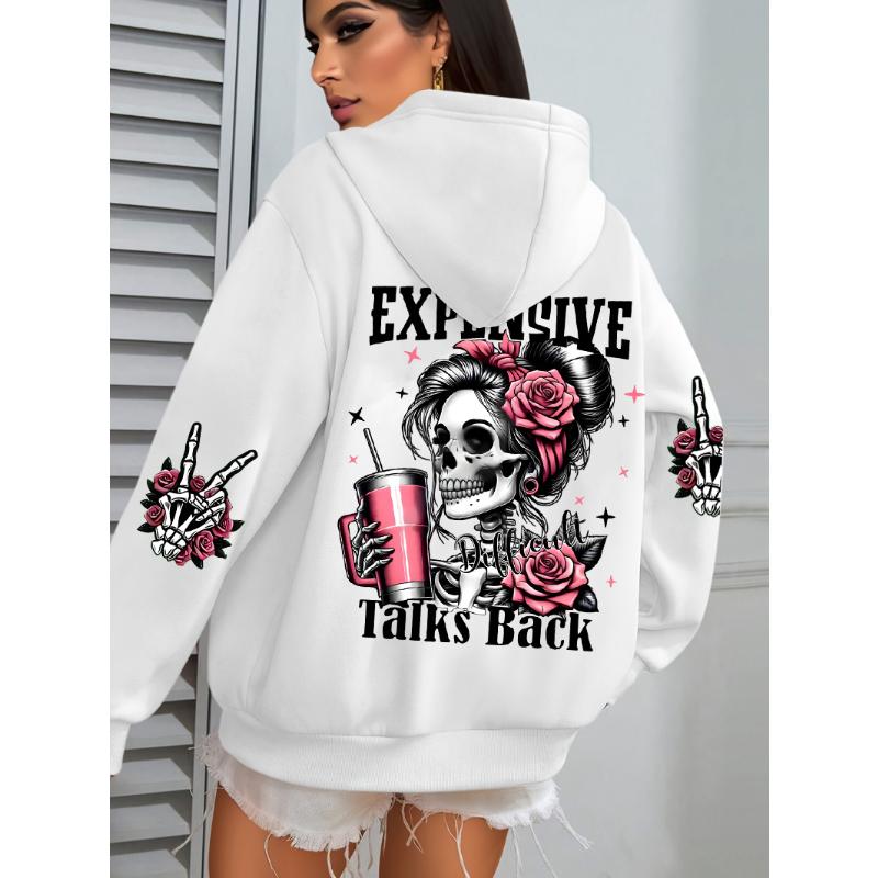 Teure Gespräche Erwidert Lustiger Druck Damen Hoodie Locker Mehrfarbig Pullover Fleece Herbst Sportbekleidung Lässiger Taschen-Hoodie