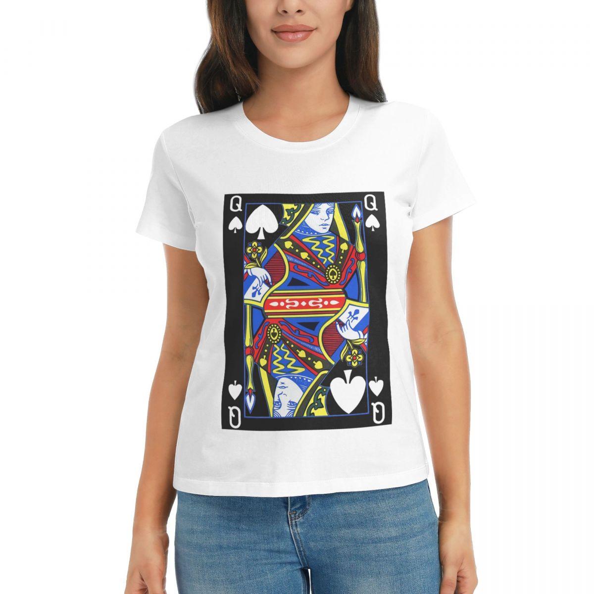 Women TShirt Queen Of Spades Poker Shirt Group Halloween Costume Deck Of Cards Short Sleeve Tees Crew Neck T Shirts Clothes Top S