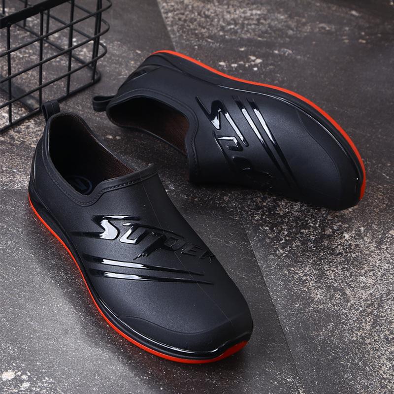 [One piece] Rain shoes low-top men's non-slip waterproof shoes adult warm shallow mouth work rubber shoes