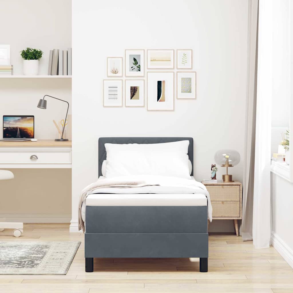 Box Spring Bed with Mattress Dark Gray 80 x 200 cm Velvet