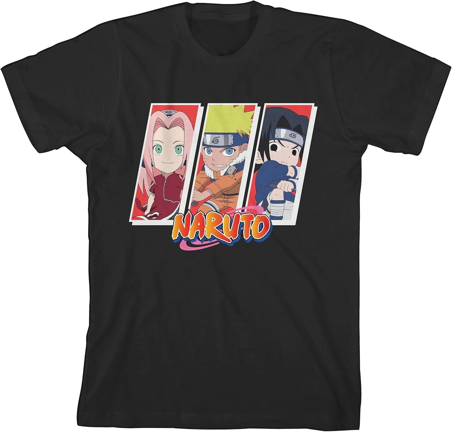 Naruto Chibi Team 7 Crew Neck Short Sleeve Men s Black T-shirt XXXXXL чёрный