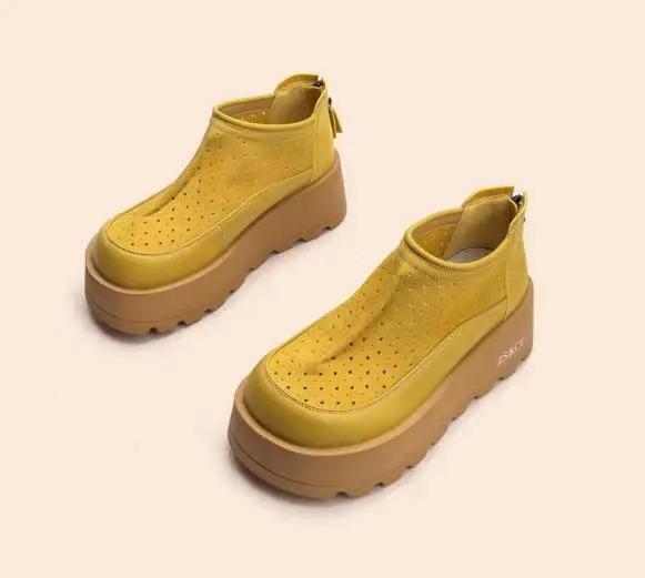 

Модные женские сандалии-ботинки на платформе, на молнии, сетчатый верх, ботильоны для платья и отдыха, дышащие, с круглым носком, римские женские кроссовки 40 жёлтый