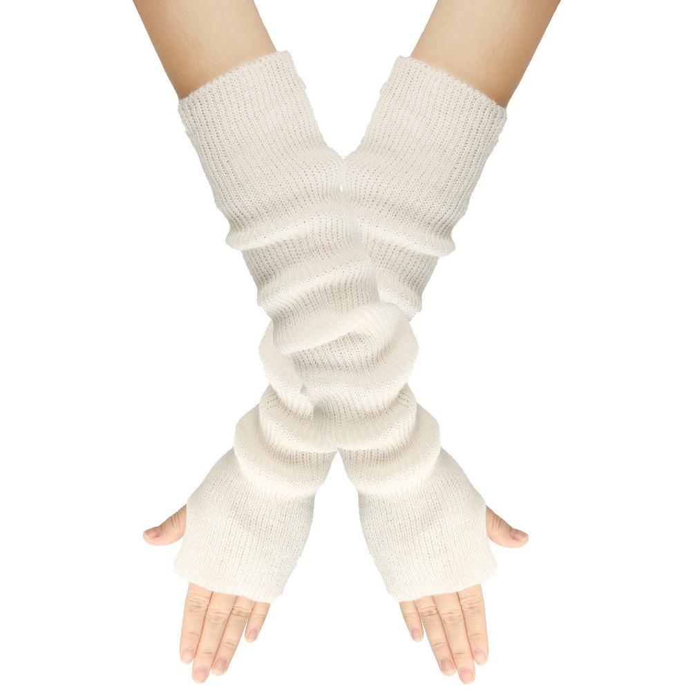Knitted Fingerless Long Gloves Long Sleeve Elbow Mitten Y2K Arm Sleeve Gloves for Women Girls
