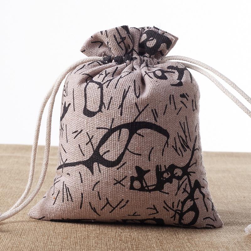 Burlap Jewelry Drawstring Sachets - Handmade Small Wenwan Bags