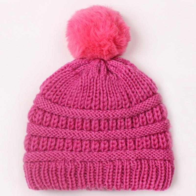 New Baby Knitted Pullover Hat, Children's Autumn and Winter Hairball Warm Hat, Baby Wool Hat