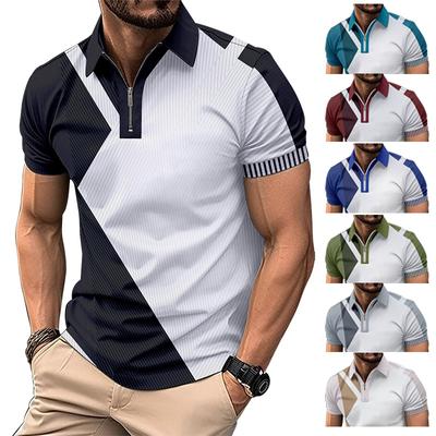 Neue männer revers mode Schlank farbe blockieren männer T-shirt POLO hemd tops