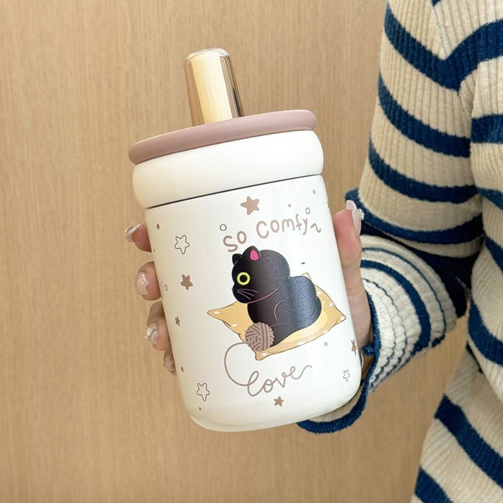 500ml Insulated Water Cup Cartoon Straw Drinking Cup Large Capacity Thermos Bottle  Cold Hot Mugs