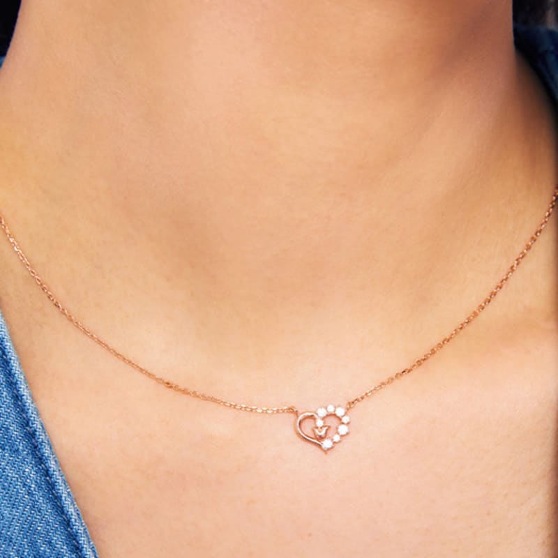 Tirr Lirr Galaxy Heart Tulip Silver Pink Necklace TNSSVP13979S