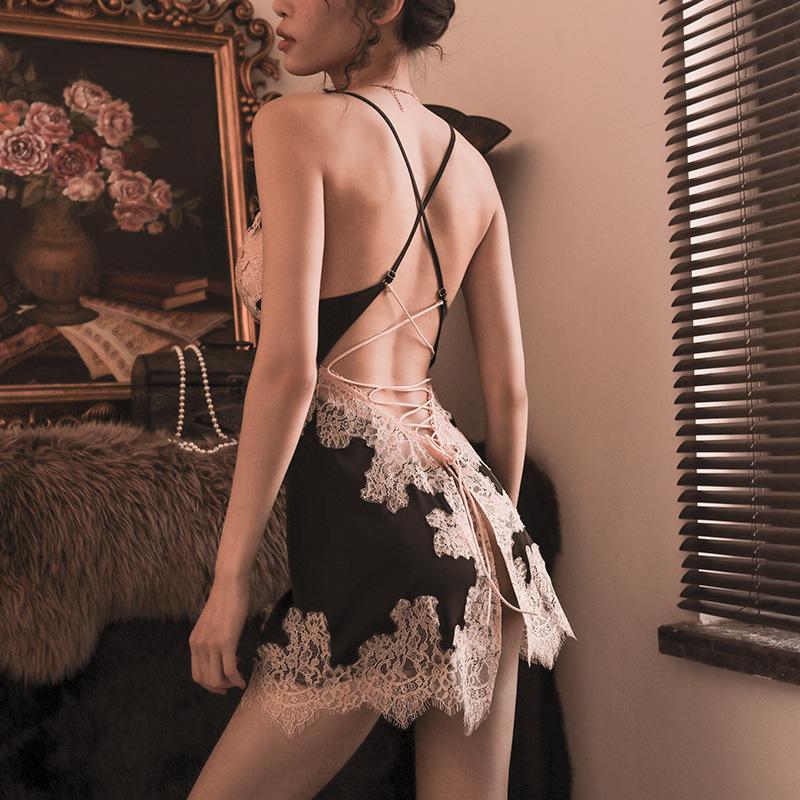 Meishilan Ice Silk Lace Camisole & Pajama Set for Women - Summer Seductive Nightwear