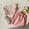 Girls Summer Cotton Linen Plaid Wide Leg Shorts Breathable Loose Casual Versatile Pants For Kids
