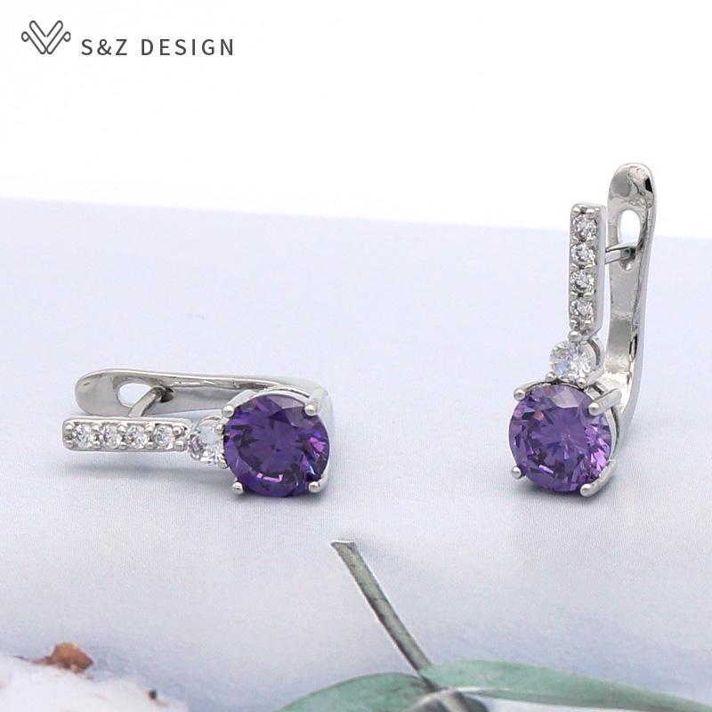 Cercei rotunzi, cu zirconiu cubic, de culoare aur trandafir, la modă, pentru femei, fete, bijuterii pentru petrecerea de nuntă