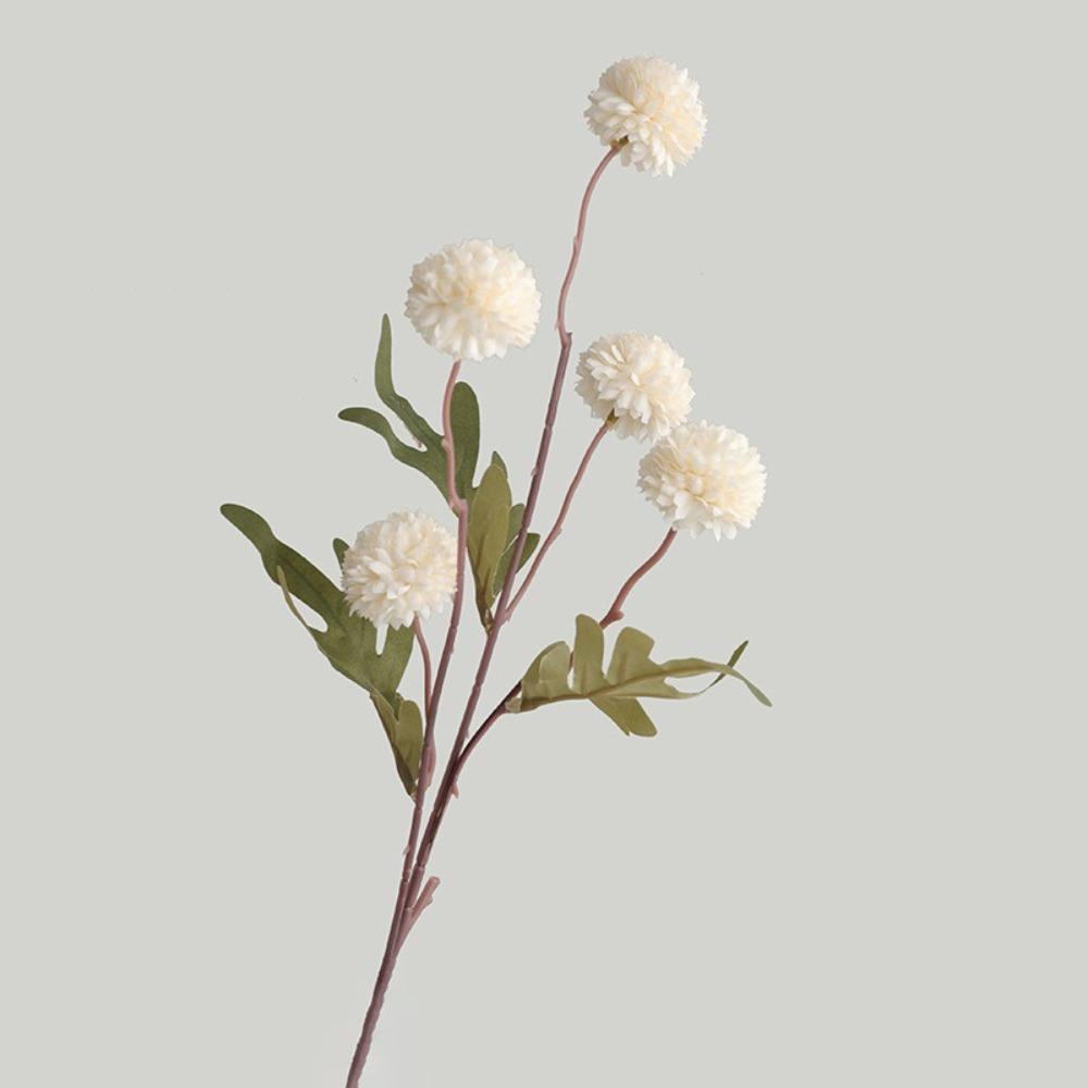 Pompon Chrysanthemum Artificial Silk Flowers 5 Heads Design Bridal Bouquet Dandelion Flower Ball Artificial Silk