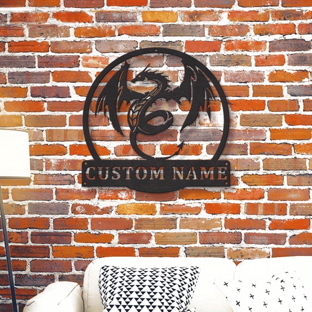 Custom Mythical Dragon Metal Wall Art Personalized Nameplate Home Decor