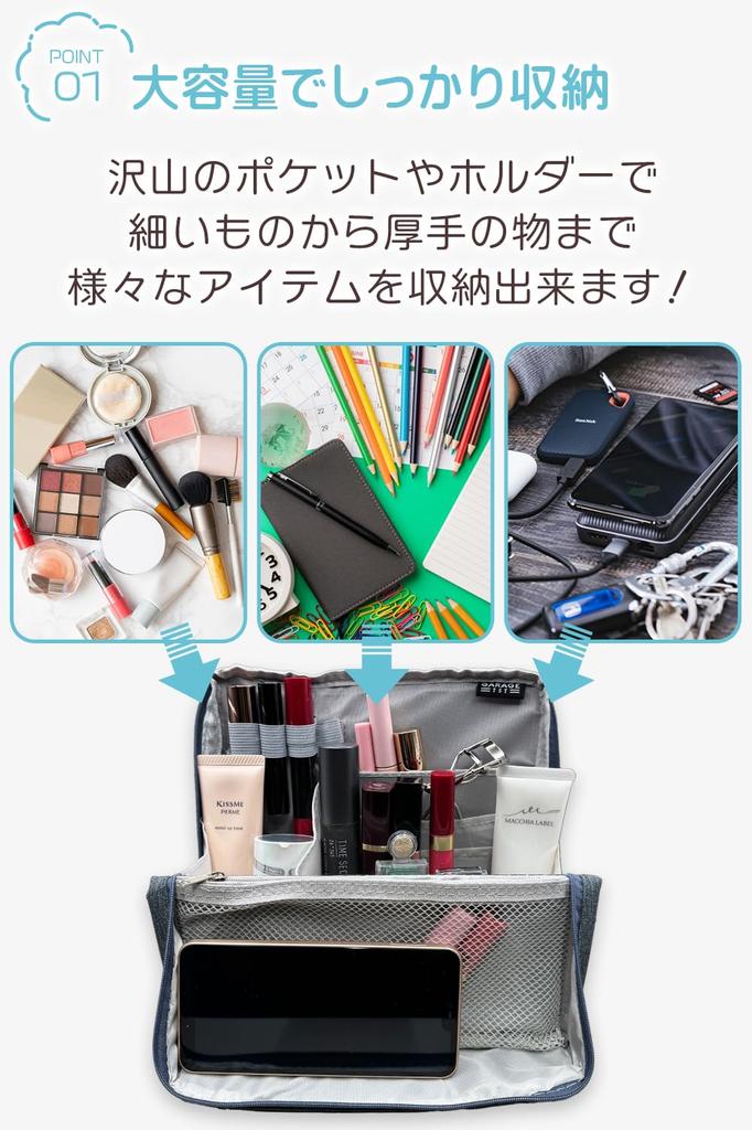 Garage Tst Gadget Pencil Stationery Large Capacity Storage Pouch Pouch, Case, Organizer, Freestanding, (Beige)