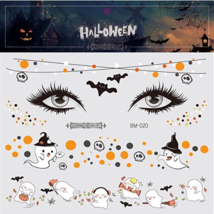 Children's Halloween Cartoon Tattoo Stickers - Cute Pumpkins, Ghosts, Skulls, Waterproof & Durable