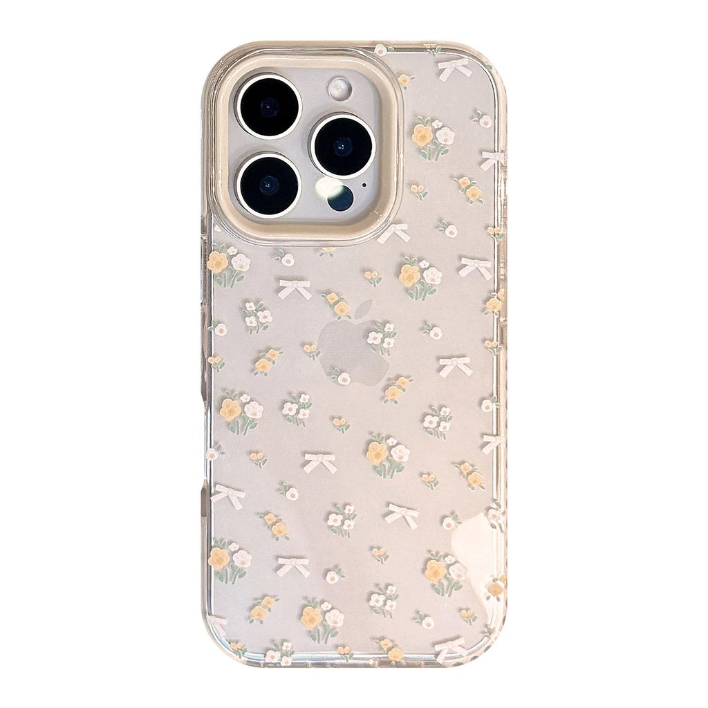 Small Fresh Yellow Floral Suitable for IPhone 16 Apple 15 Mobile Phone Case 14promax Anti Fall 13 Transparent 11 Soft