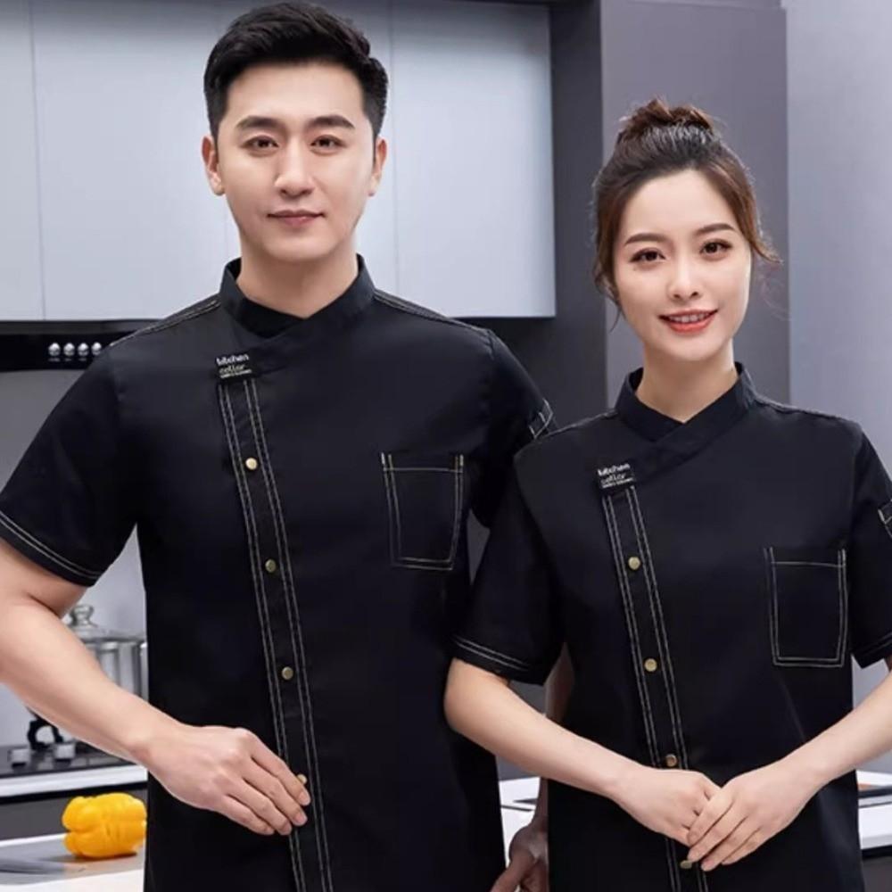 Short-sleeved Chef Uniform Thickened Kitchen Cook Shirts Portable Chef Jacket Restaurant