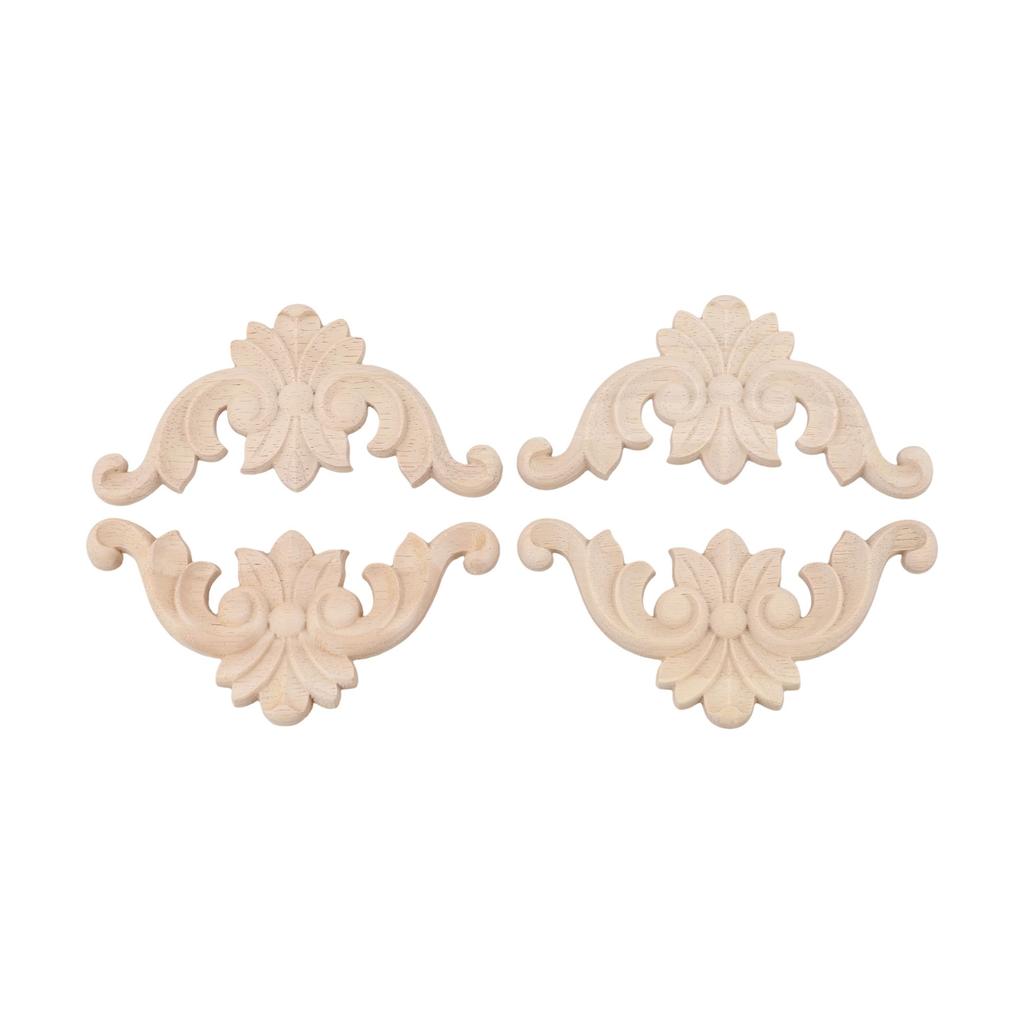 4 X Wooden Carved Corner Onlay Applique Furniture Mouldings Decal Decoration Uk