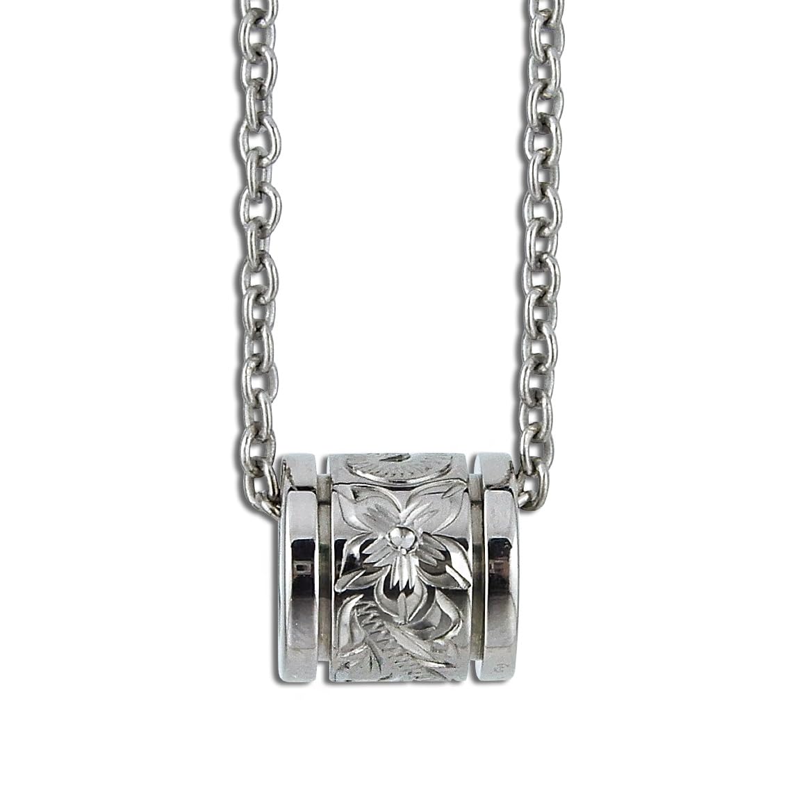 

[Aloha Lokahi] Hawaiian Jewelry Necklace Titanium Ring Plumeria Scroll Titanium Chain 50cm