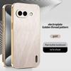 Gold Silk Texture Leather Plating Case For Google Pixel 10A 10 9 Pro XL 9A 8A 8 7 6 Pro 7A 6A Shockproof PC Plastic Cover